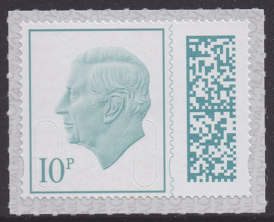 GB King Charles III Definitive Aqua Green 10p M23L single MNH 2023 - Image 1 of 1