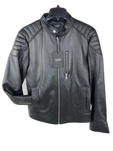 Lamarque Leder Moto Jacke Herren klein Motorrad schwarz Reißverschluss Ziegenleder - Bild 1 von 12