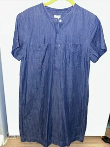 J Crew Denim Dress Medium Women’s Casual Short Sleeve M Easter Spring - Picture 1 of 5