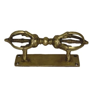 Tibetano Budista Doble Dorje Vajra Forma Hecho a Mano Latón Puerta Tirador Perilla Manija - Imagen 1 de 11