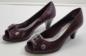 *M) Jaclyn Smith elegante Damen-Pumps burgunderrot Jacey Absatz offene Zehenpartie Größe 7 - Bild 1 von 13