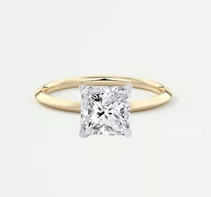 Anello IGI E/VVS 1,5 ct principessa laboratorio creato diamante coltivato oro giallo massiccio 18 carati - Foto 1 di 2