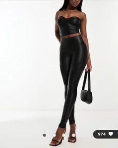 SPANX Kunstleder glänzend MOTO Leggings schwarz TOP Zustand Größe L - Bild 1 von 11