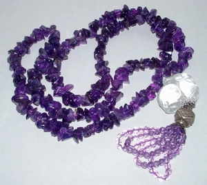 Impresionante Collar de Piedras de Amatista con Colgante de Caballo Durmiente de Cristal Tallado - Imagen 1 de 3