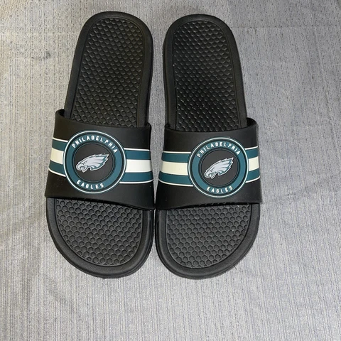 Philadelphia Eagles Foco Men's Flip Flops (M) 9-10 NWT Black NFL  [S7] Cover