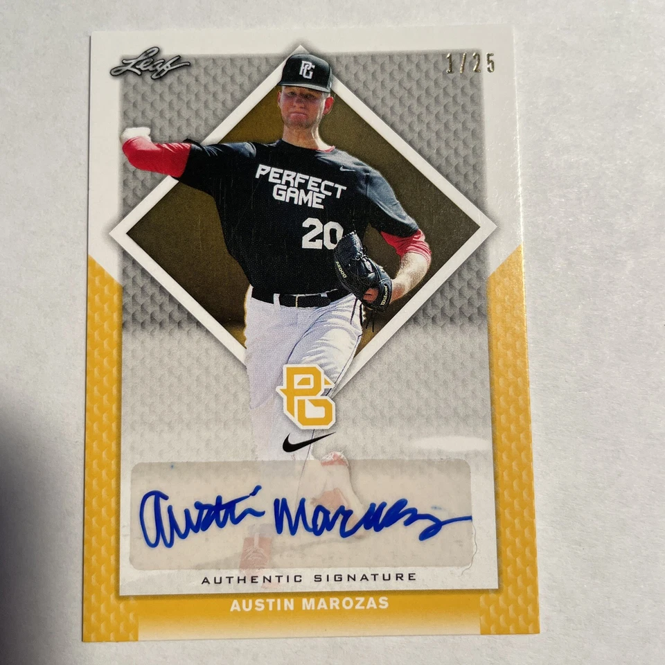 2016 Leaf Perfect Game National Showcase Yellow /25 Austin Marozas #BA-306 Auto - Image 1 of 1