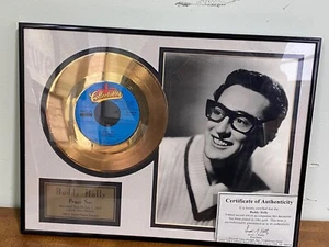 Buddy Holly Peggy Sue vergoldete 45 RPM Schallplatte mit 8 x 10 Foto (M) - Bild 1 von 6