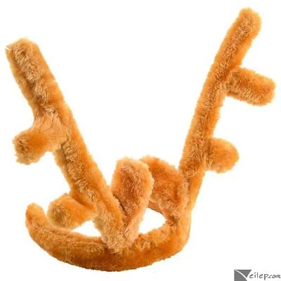 Diadema de vacaciones con astas de reno de felpa suave Rinco, marrón, talla única 9 pulgadas de alto Foto 1 de 4