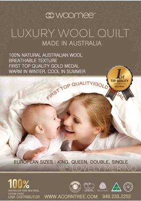  Edredón/edredón #1 Gold Award, Australian Woomee Luxury 100 % lana nuevo: King  Foto 1 de 4