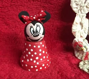 Handcrafted Handmade Minnie Mouse Figurine Crafted From Mini Terra Cotta Pot - Picture 1 of 3
