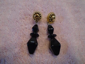 Pendientes colgantes vintage de ónix negro - Imagen 1 de 4