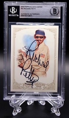 RICHARD PETTY SIGNED 2012 TOPPS ALLEN & GINTER CARD A&G BECKETT BAS BGS SLAB - Image 1 of 2