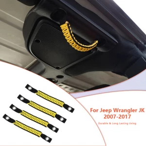 4pcs Roll Bar Grab Handles Grip Handle For Jeep Wrangler JK JKU 2007-2017 Yellow - Picture 1 of 8
