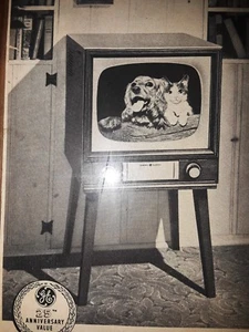 Rustic Framed "TV" Television Advertisement 1952 GE General Electric Consolette - Picture 1 of 7