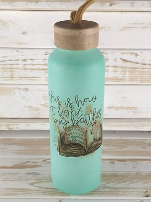 Scripture Frosted Glass Bamboo Lid w/ Handle 25 oz. Water Bottle 9.25" - Image 1 of 4