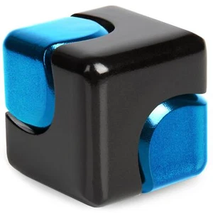 Bopster Cube Fidget Spinner Jouet À Main 360 Spin Métal Anti Stress Noir/Bleu - Photo 1/11