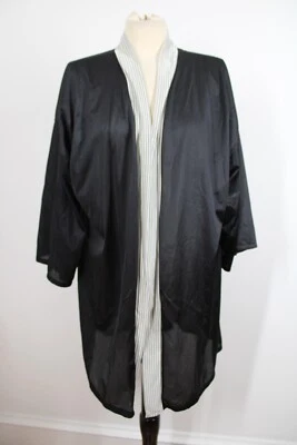 Vtg Undercover Wear UCW L Black Nylon Short Robe No Belt - Image 1 of 4
