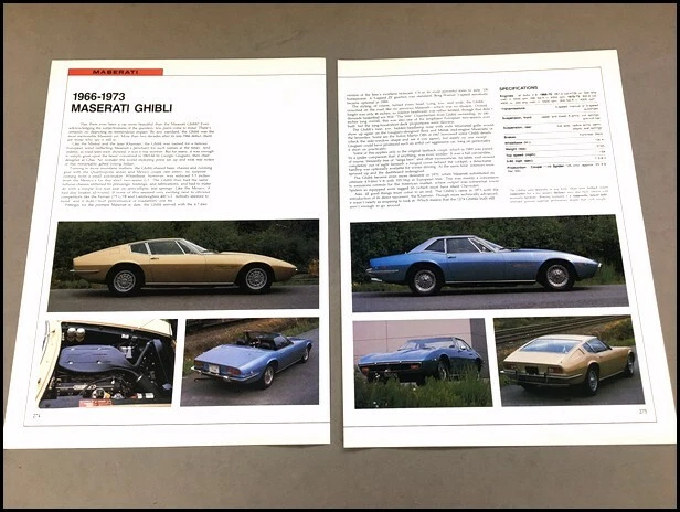 Maserati Ghibli Car Review Print Article with Specs  1966 1968 1969 1970 P274 Foto 1 de 1