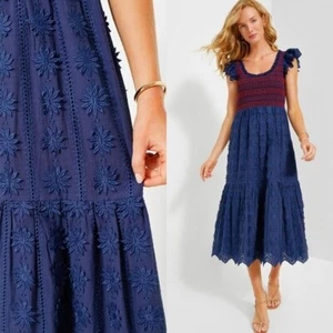 Tuckernuck NEW Navy Lace Mallie Embroidered Scoop Neck Maxi Dress Size XXL - Picture 1 of 11