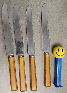 Royal Brand Butterscotch Bakelite Dinner Butter Knives Utensils x4 Vintage - Picture 1 of 6