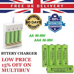 AA AAA Rechargeable Solar Light Batteries 600mAh 400mAh 300mAh NiMH 1.2V UK