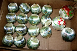 Vintage 18 Seide mit Winterszenen Christbaumschmuck USA - Bild 1 von 11