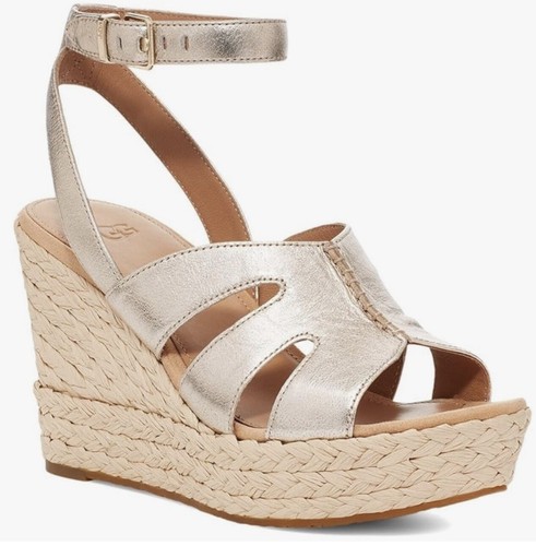 Sandali donna UGG Carena plateau oro metallizzato taglia US 9 nuovi senza scatola