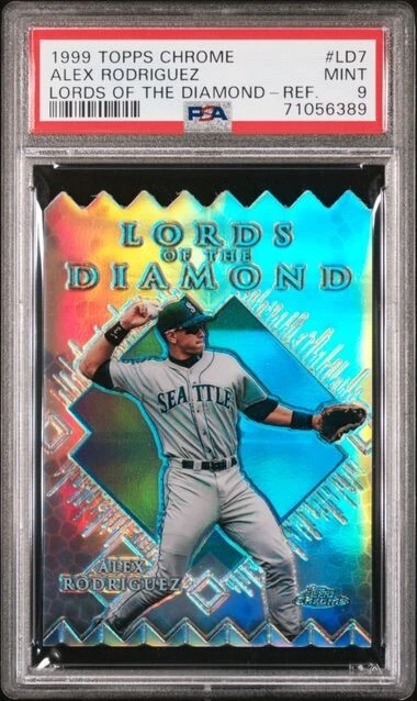 1999 Topps Chrome ALEX RODRIGUEZ Lords the Diamond REFRACTOR Die-Cut LD7 PSA 9 - Image 1 of 1