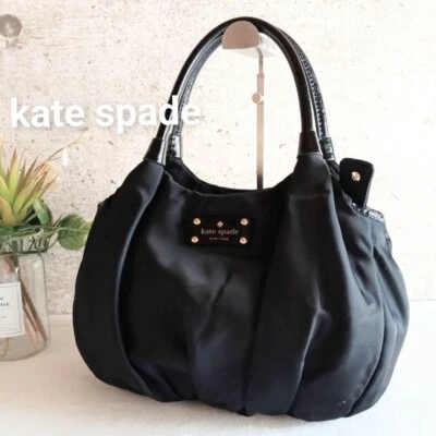 KATE SPADE логотип ручная сумка с короткими ручками одна наплечная сумка нейлона кожи черный б/у - Изображение 1 из 4