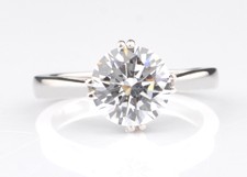 D/VVS1 Real 14KT White Gold 3.50 Carat Round Shape Solitaire Engagement Ring 