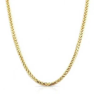 Wheat Spiga Chain 1mm Width 20" Solid 14K Yellow Gold with Lobster Clasp New - Picture 1 of 1