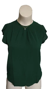 Women’s Jrs. SS Pleat Neck Pullover Dress/Casual Blouse Size XL Dark Green #NS2 - Picture 1 of 3