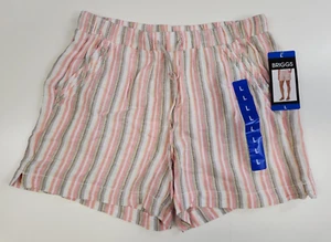 Pantaloncini da donna rosa a righe taglia large lino L tasche boho nuovi con etichette - Foto 1 di 2