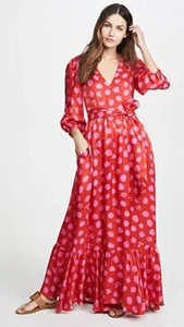 BORGO DE NOR BNWT Ariel Polka-Dot Silk-Jacquard Maxi Dress Size AU/UK 12 US 8 - Bild 1 von 14