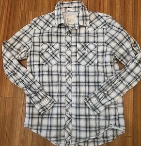 American Eagle Hemd Herren Größe M grau kariert Western Pearl Snap Vintage Fit - Bild 1 von 12