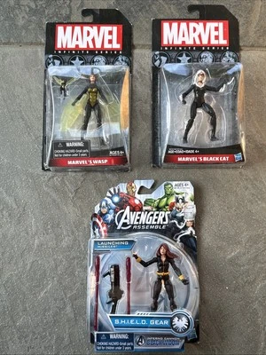 3 Marvel Infinite Series Women Action Figures Black Cat, Wasp & Black Widow NEW - Image 1 of 4