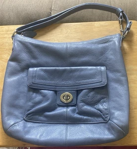 Coach Penelope Leder wandelbare Schultertasche Kornblume hellblau F19045 E - Bild 1 von 7