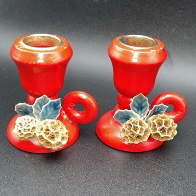 Candelabros coloniales de Navidad de colección cónicos de madera Taiwán surtidos 2 Lenox Co Foto 1 de 4