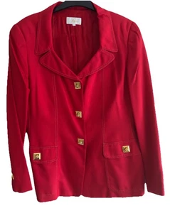 Italienischer roter einreihiger Damenblazer mit goldenen Knebelverschlüssen UK 10/12 - Bild 1 von 4
