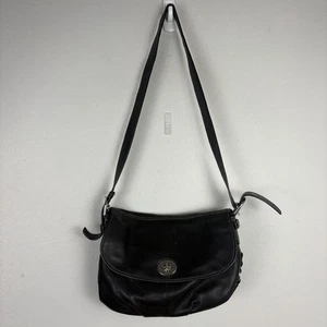 Coach Tasche schwarz genarbtes Leder Legacy Klappe Drehverschluss Handtasche F15170 Luxus - Bild 1 von 12