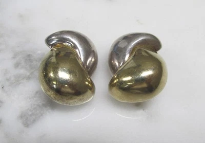 Vintage Simon Sebbag 2 Tone Sterling Silver Clip-On Earrings 20.6grams ~ 3-D404 Foto 1 de 4
