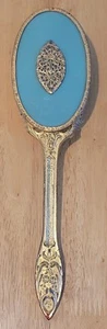 Vintage Ornate Victorian Boudoir Vanity Gold Hairbrush 11” Flower & Leaves - Picture 1 of 11