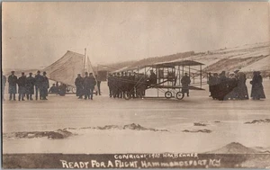 RPPC Postcard Aviator Glenn Curtiss in Airplane on Ice Hammondsport New York JO5 - Picture 1 of 2