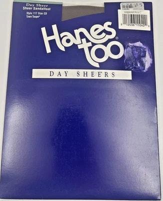 CD Hanes Too Day Sheer Style 117 Talla Town Taupe Antiguo Stock De Colección 1997 Foto 1 de 4