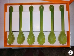  Le Creuset Cafe Spoons Palm Green Set Of 6 - Picture 1 of 4