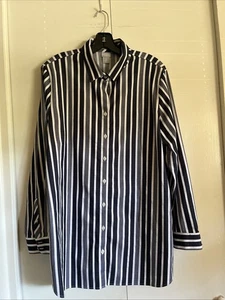 Blusa Chicos Denim Color Azul Marino Rayas Manga Larga Abotonada Talla Grande 3 XL (16) - Imagen 1 de 9