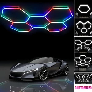 110V 220V LED Hexagon Garage Lights LED Ceiling Lamp for Workshop Warehouse Gym - Picture 1 of 41