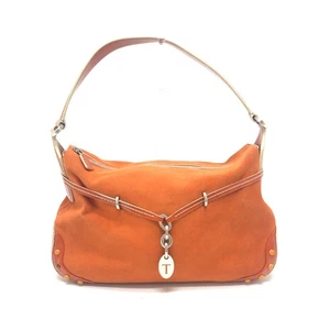 TOD’S Logo Charm Bag One Shoulder Hand Bag Schultertasche Leder / Wildleder Orange - Bild 1 von 12