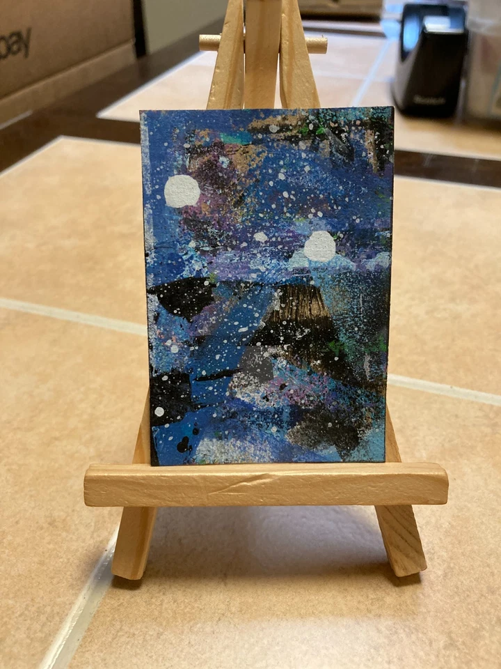 Tarjeta de arte abstracto de paisaje pintura acrílica original ACEO paisaje 86 Foto 1 de 1