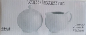 HOME ESSENTIALS AND BEYOND WHITE PORCELAIN SUGAR AND CREAMER SET - Picture 1 of 13